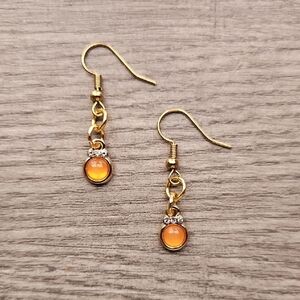 Pigness & Company Chic Gold and Orange Drop Earrings
